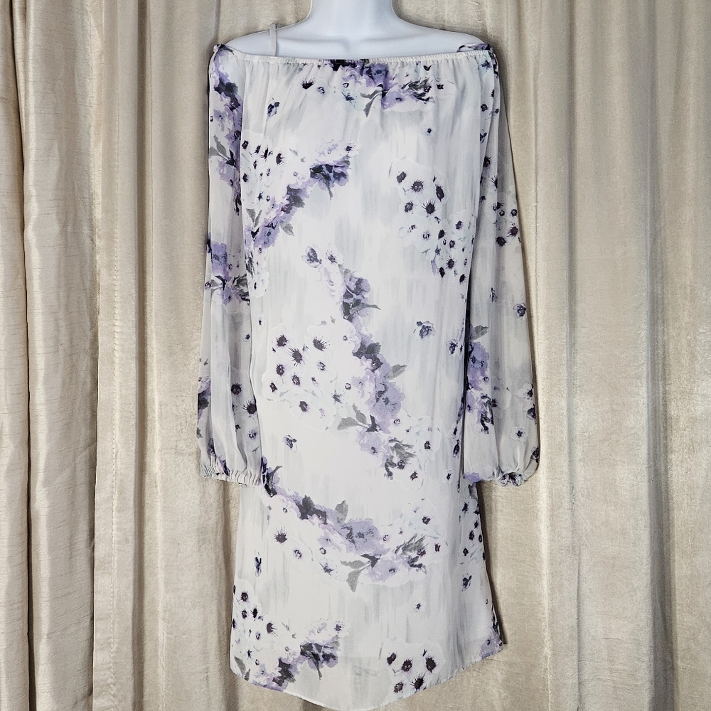 NWOT WHBM white & purple cold shoulder sheath dress Womens Large - Picture 5 of 6